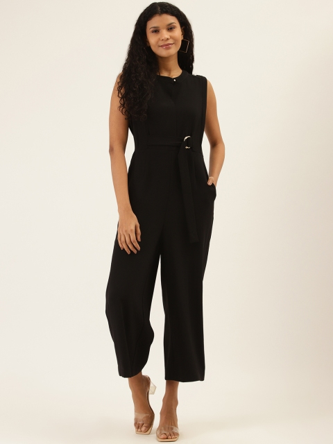 

Label Ritu Kumar Women Black Solid Cropped Basic Jumpsuit