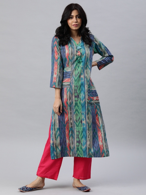 

AHIKA Women Multicoloured Printed Straight Kurta, Multi