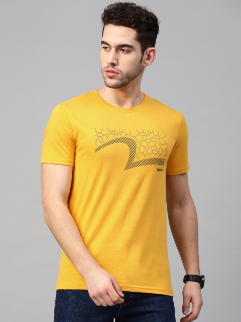

SPYKAR Men Mustard Printed Round Neck T-shirt