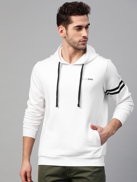 

UnderJeans by Spykar Men White Solid Hooded Sweatshirt