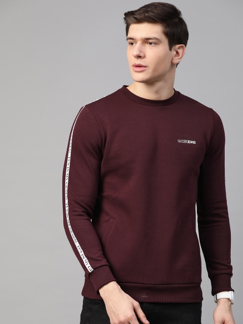 

SPYKAR Men Burgundy & White Solid Sweatshirt