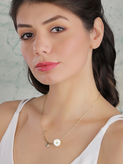 

Tokyo Talkies X Rubans Gold-Plated & White Floral Handcrafted Necklace