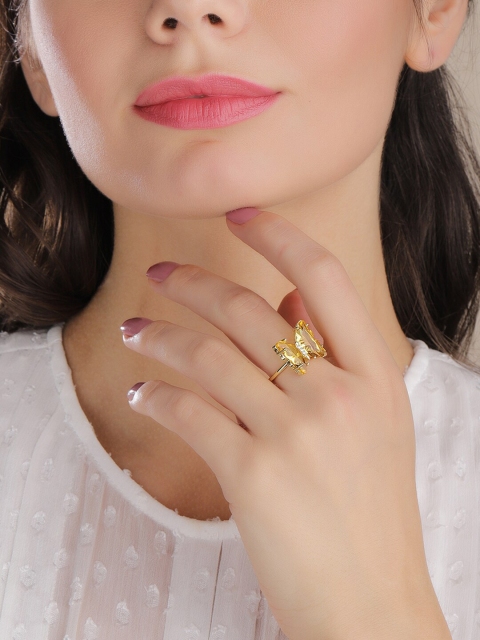 

TOKYO TALKIES X rubans FASHION ACCESSORIES Women Gold-Plated Butterfly-Shaped Handcrafted Adjustable Ring