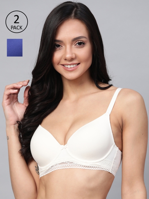

Marks & Spencer Pack of 2 Solid Underwired Lightly Padded Everyday Bra T33394, Blue