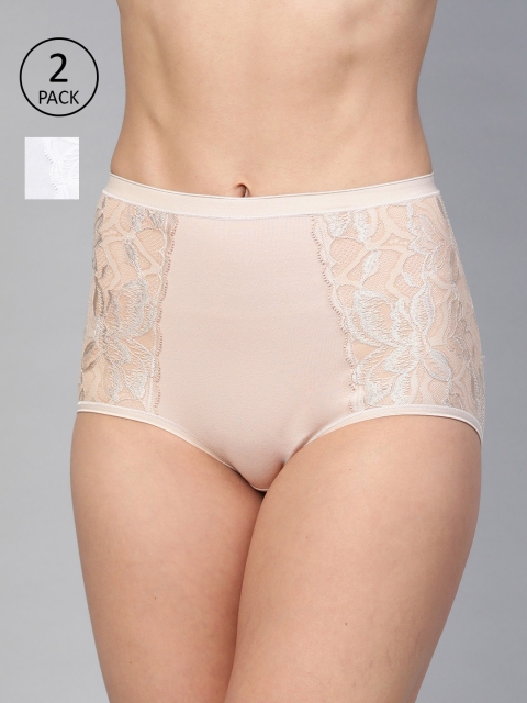 

Marks & Spencer Women Pack of 2 Self Design Hipster Briefs T326780, Beige
