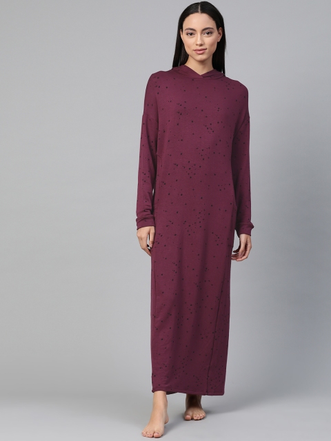 

Marks & Spencer Burgundy & Black Solid Nightdress