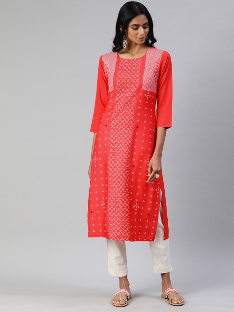 

AHIKA Women Red & White Printed A-Line Kurta