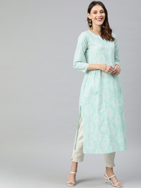 

AHIKA Women Blue Ethnic Printed Straight Kurta