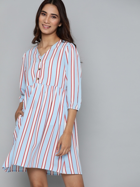 

Mast & Harbour Women Blue & Red Striped A-Line Dress