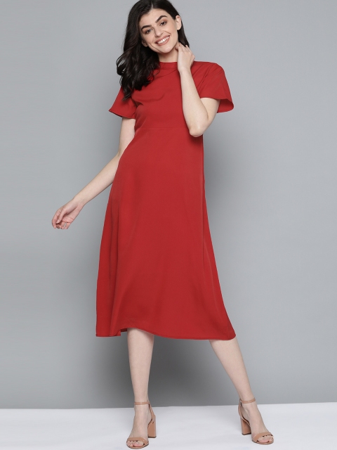 

Mast & Harbour Women Red Solid A-Line Dress