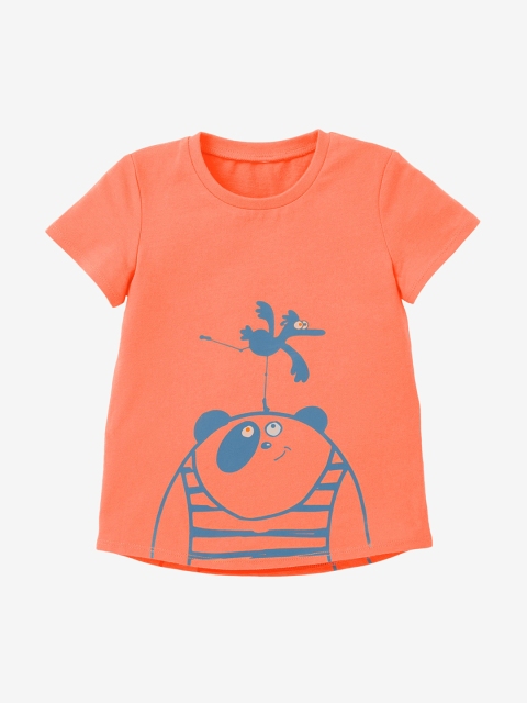 

Domyos By Decathlon Kids Orange Printed Round Neck T-shirt