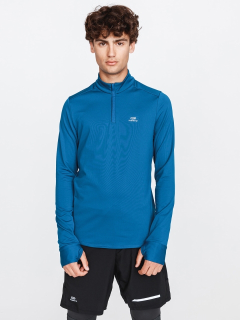 

Kalenji By Decathlon Men Blue Solid High Neck Running T-shirt