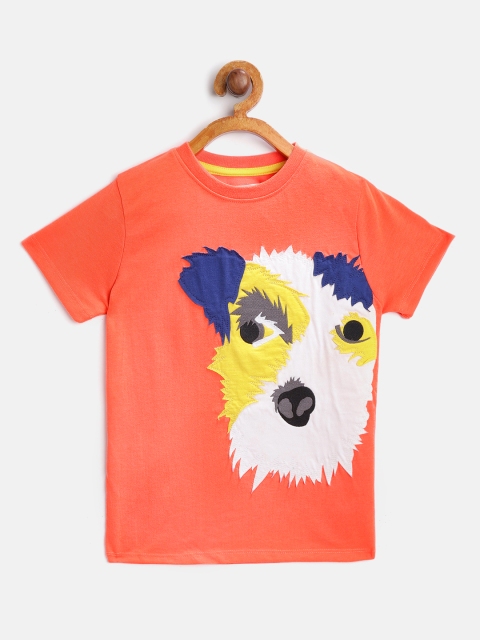 

Cherry Crumble Boys Peach-Coloured Printed Round Neck T-shirt