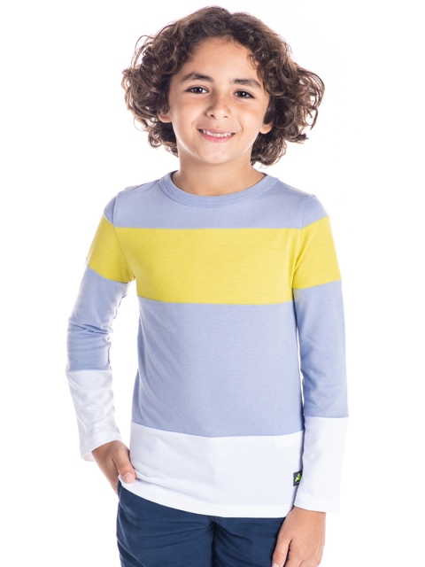 

Cherry Crumble Boys Yellow & Grey Striped Round Neck T-shirt