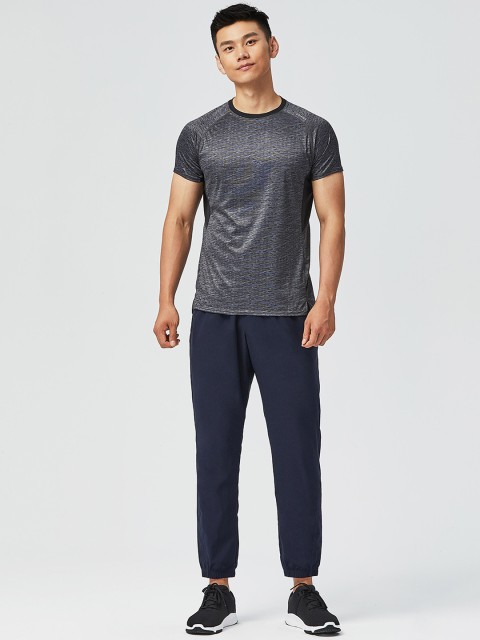 

Domyos By Decathlon Men Blue Printed Round Neck Fitness T-shirt