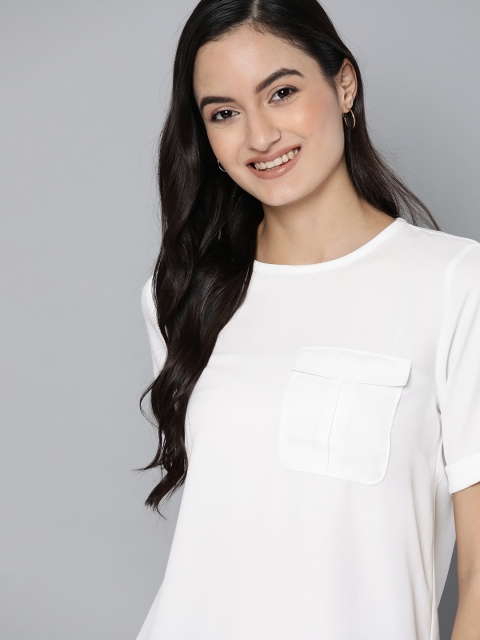 

Mast & Harbour Women White Solid Top