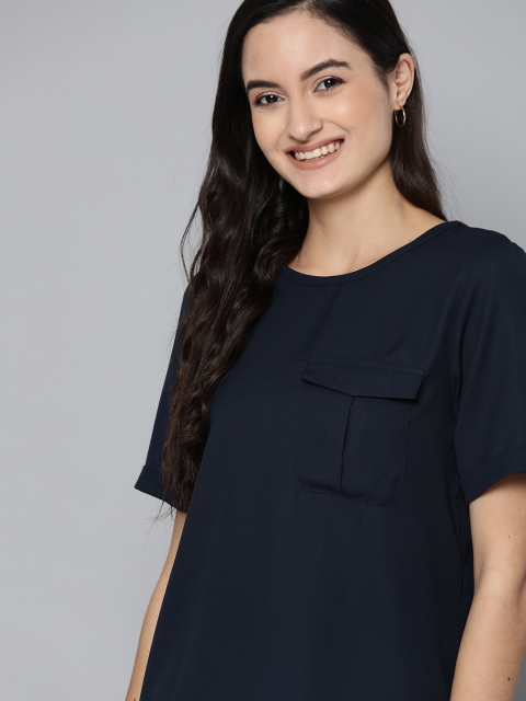 

Mast & Harbour Women Navy Blue Solid Top