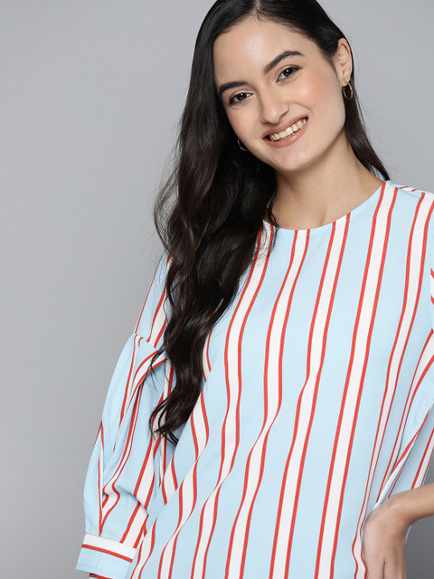 

Mast & Harbour Women Blue & Red Striped Top