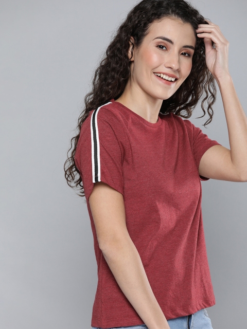 

Mast & Harbour Women Red Solid Round Neck T-shirt