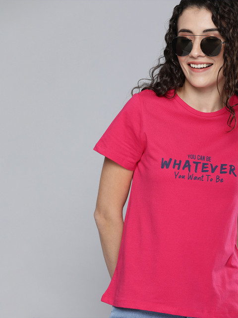 

Mast & Harbour Women Pink Printed Round Neck T-shirt