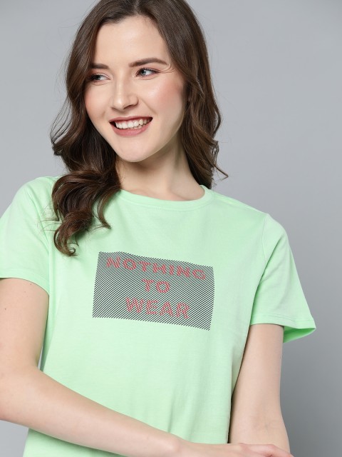 

Mast & Harbour Women Green Printed Round Neck T-shirt