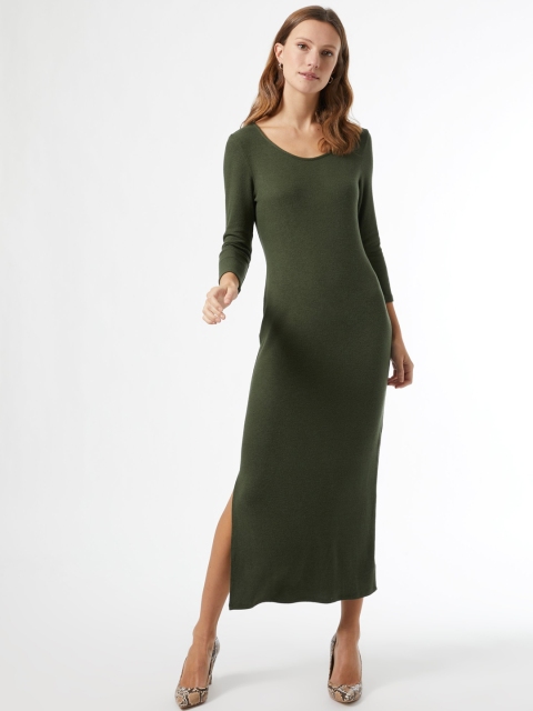 

DOROTHY PERKINS Women Olive Green Solid Midi Jumper Dress