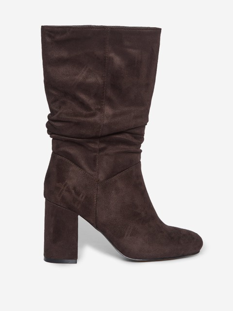 

DOROTHY PERKINS Women Coffee Brown Solid High-Top Heeled Boots