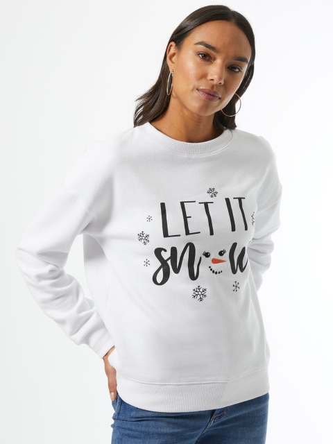 

DOROTHY PERKINS Women White & Black Printed Sweatshirt