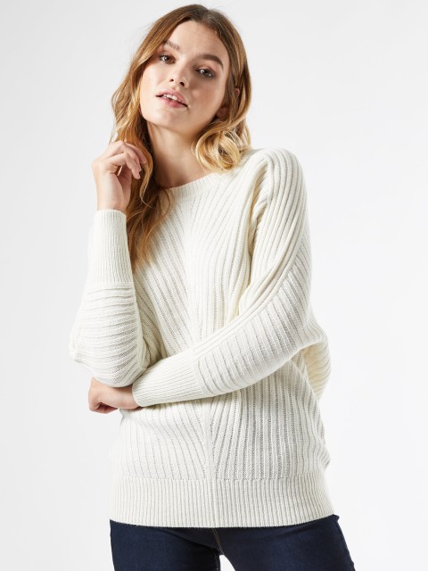 

DOROTHY PERKINS Women Off-White Striped Pullover Sweater