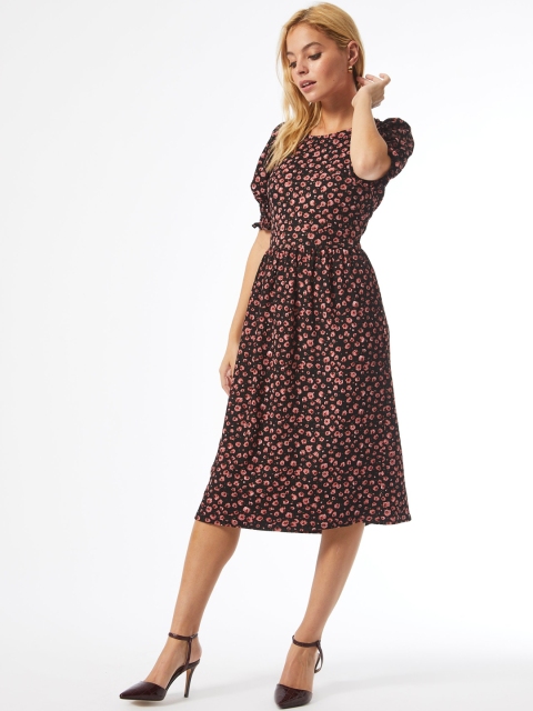 

DOROTHY PERKINS Women Black & Pink Floral Printed A-Line Dress