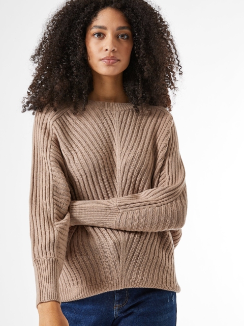 

DOROTHY PERKINS Women Beige Striped Pullover Sweater
