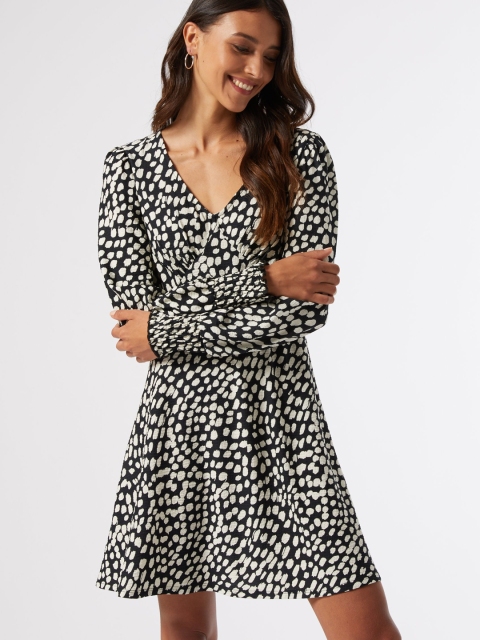 

DOROTHY PERKINS Women Black & White Printed A-Line Dress