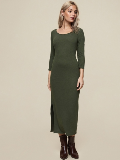 

DOROTHY PERKINS Petite Women Olive Green Solid Jumper Dress