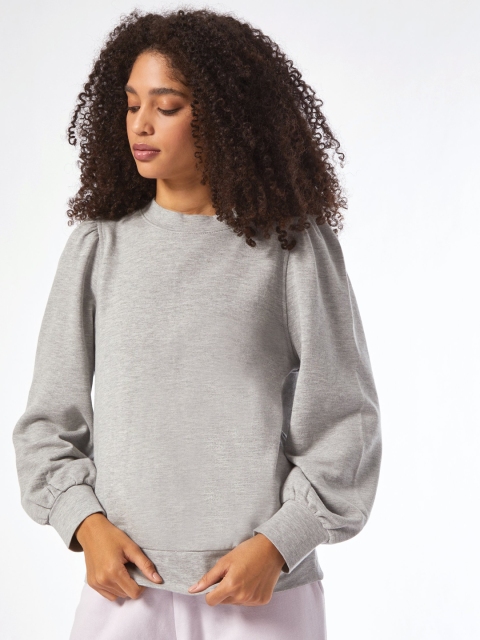 

DOROTHY PERKINS Women Grey Melange Solid Sweatshirt