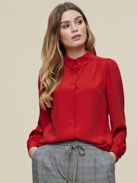 

DOROTHY PERKINS Women Red Regular Fit Solid Casual Shirt