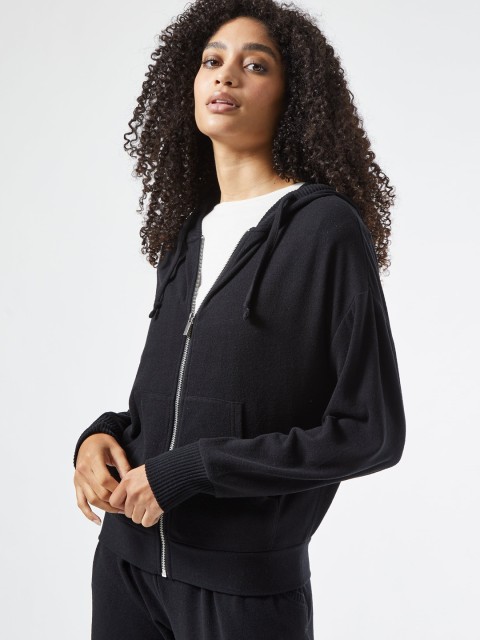 

DOROTHY PERKINS Women Black Solid Sustainable Hooded Sweatshirt