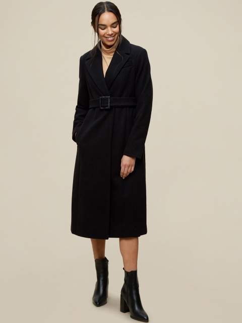

DOROTHY PERKINS Women Black Solid Longline Overcoat