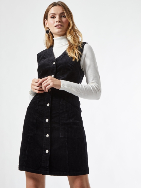

DOROTHY PERKINS Women Black Solid Corduroy A-Line Dress
