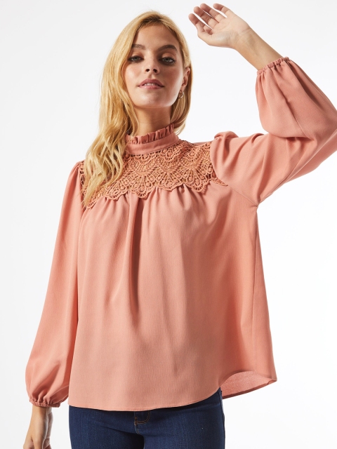 

DOROTHY PERKINS Petite Women Peach-Coloured Solid Top