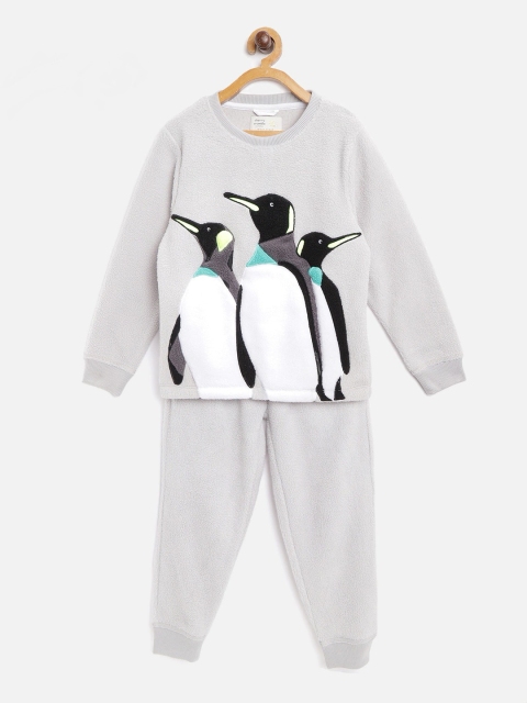 

Cherry Crumble Boys Grey Printed Night suit