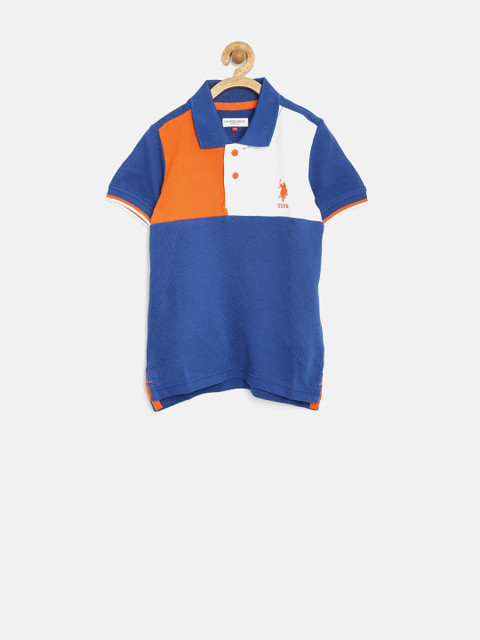 

U.S. Polo Assn. Kids Boys Blue Colourblocked Polo T-shirt