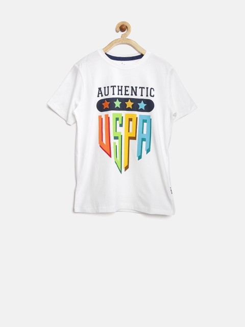 

U.S. Polo Assn. Kids Boys White Printed T-shirt