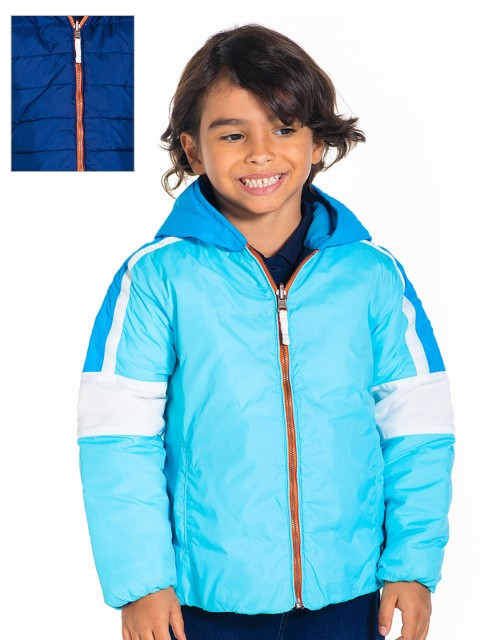 

Cherry Crumble Boys Turquoise Blue Solid Padded Jacket