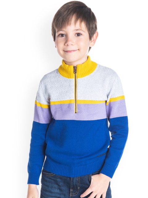 

Cherry Crumble Boys Blue Colourblocked Pullover Sweater