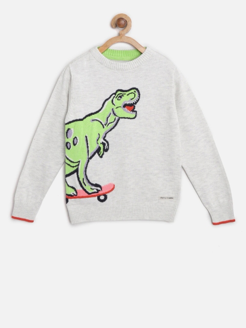 

Cherry Crumble Boys Grey Printed Pullover Sweater