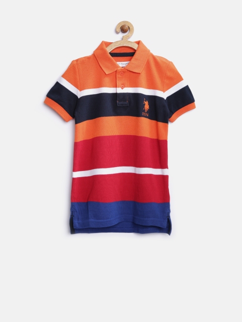 

U.S. Polo Assn. Kids Boys Multicoloured Striped Polo T-shirt, Multi