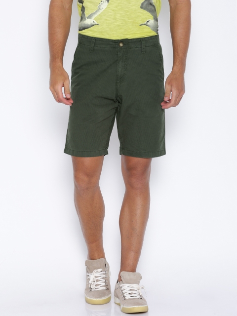 

BAY ISLAND Olive Green Printed Shorts