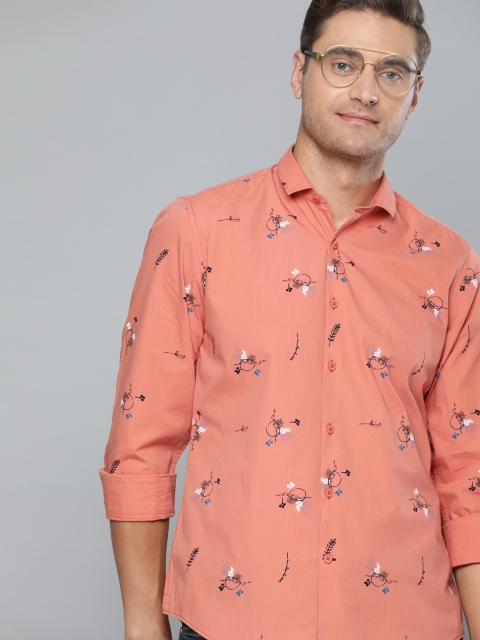 

Mast & Harbour Men Orange Regular Fit Printed Casual Shirt