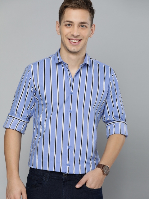 

Mast & Harbour Men Blue & Black Regular Fit Striped Casual Shirt