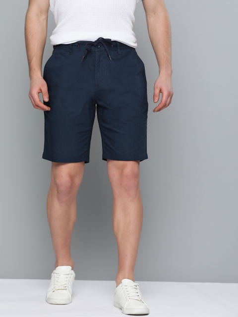 

Mast & Harbour Men Navy Blue Solid Pure Cotton Regular Fit Shorts